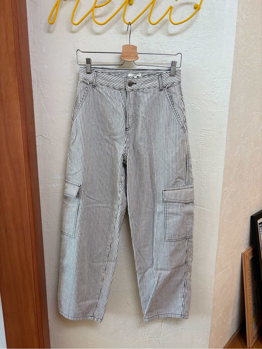 Spanish Brand Yerse Striped Cargo Jeans - Navy Blue & White NWOT